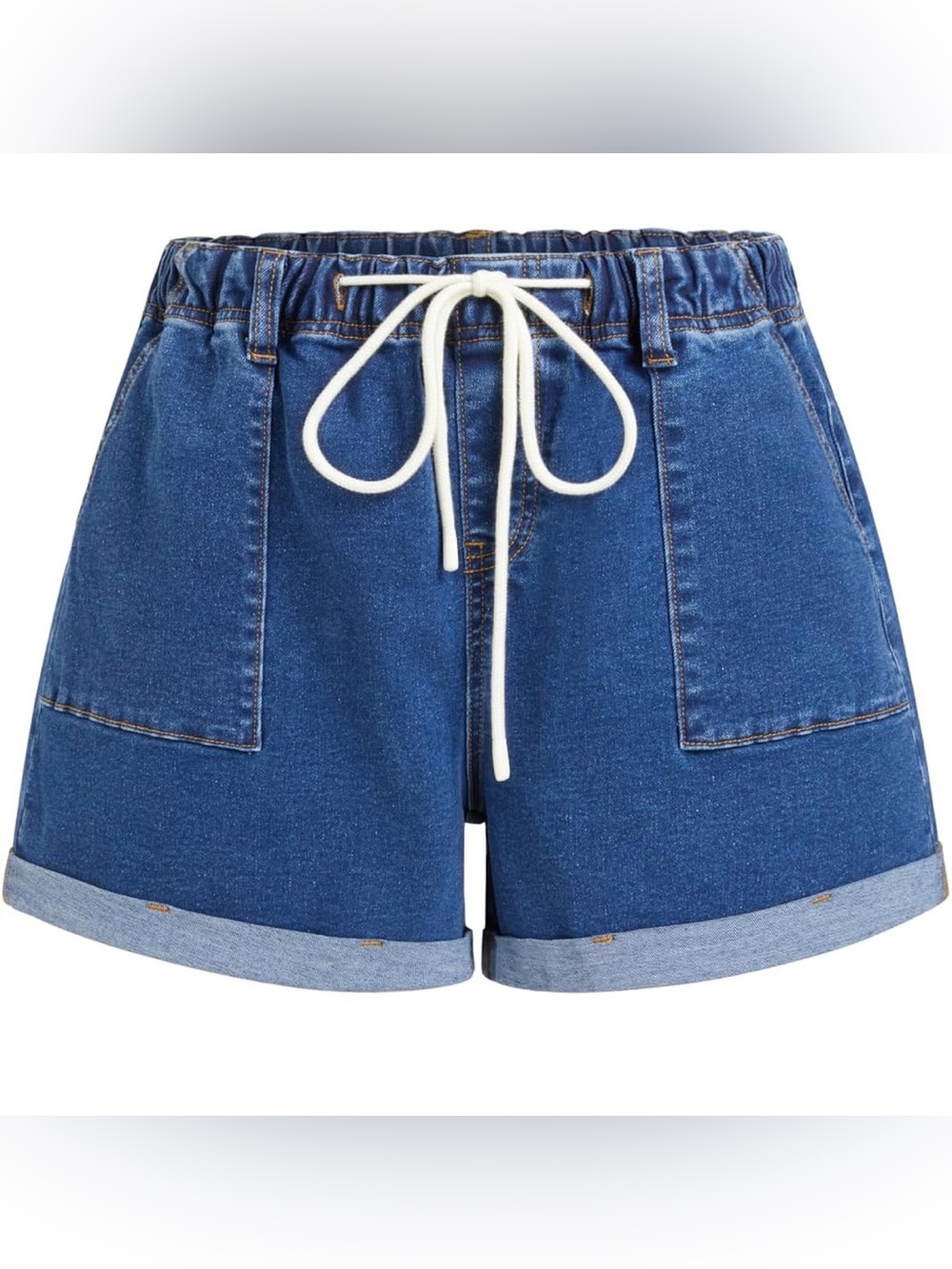 CIDER Drawstring Denim Shorts NWT Medium Elastic Waist Cuffed Jean Shorts